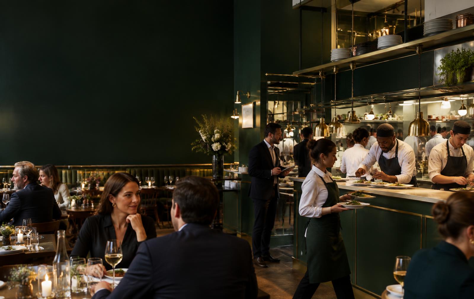 Équipe de restaurant en plein service